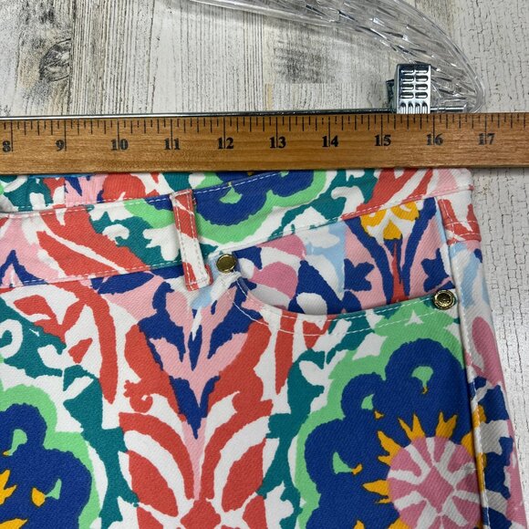 J. McLaughlin Pants Women 8 Zip Multicolor Floral Straight Pocket Jersey Stretch - Picture 11 of 15